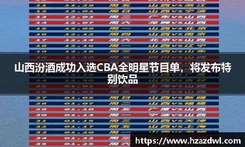 山西汾酒成功入选CBA全明星节目单，将发布特别饮品
